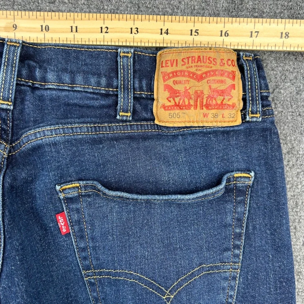 Levis 505 Jeans Mens 38x32 Dark Wash Straight‎ Fit Demim Pants